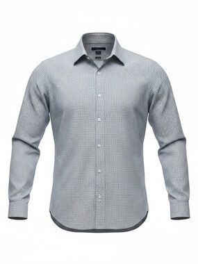 Michael Kors Gray Micro-Pattern Spread Collar Dress Shirt